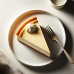 diacureclinic classic vanilla cheesecake slice with dollop of cream on white plate with fork keto dessert