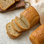 Freshly sliced low-carb multigrain bread on a textured surface — healthy high-fiber bread suitable for diabetics and keto diets
