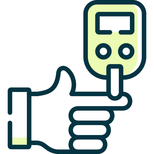 Hand using glucometer for blood sugar test – diabetes check, glucose monitoring, Diacure Clinic support