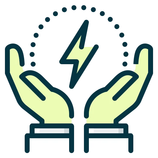 Hands holding energy icon with lightning bolt – vitality, diabetes recovery, wellness boost, Diacure Clinic support