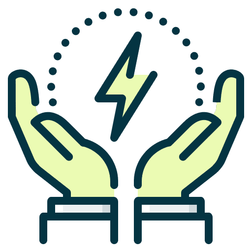 Hands holding energy icon with lightning bolt – vitality, diabetes recovery, wellness boost, Diacure Clinic support